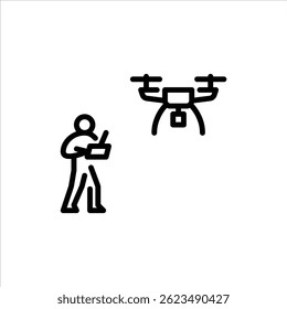 play drone outline icon. figure playing drone line art illustration.