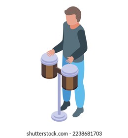Play drums icon isometric vector. Music child. Band instrument