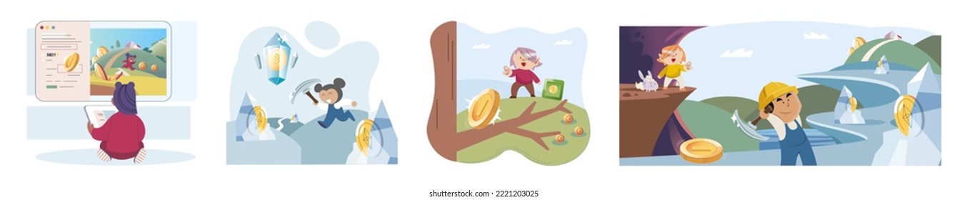 Spielen, um Spiele zu verdienen, die auf der Grundlage von Blockchain Projekt mit Elementen von NFT, Hauptziel des Verdienstes. Spieler verdienen Geld durch Spielen. Entwicklung virtueller Zeichen Kryptowährungsspiel.