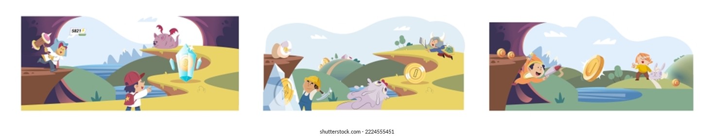 Play to earn games created on basis of blockchain project with elements of NFT, main purpose of earning. Player earn money by playing. Virtual character development business. Cryptocurrency game.