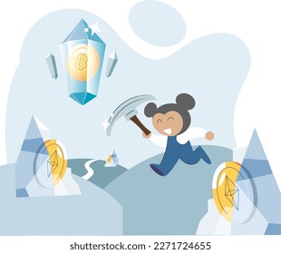 Play to earn, video games in which player can receive rewards with real value, blockchain projects. Metaverse, game finance technology, cyber cartoon characters playing games to earn cryptocurrencies