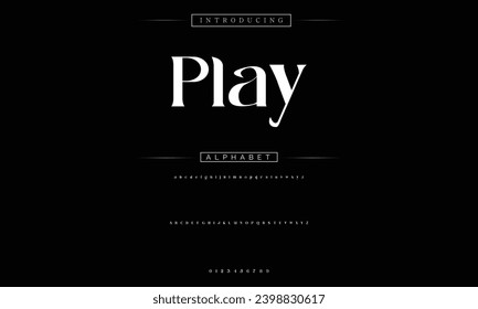 Play Elegant Font Uppercase Lowercase and Number. Classic Lettering Minimal Fashion Designs. Typography modern serif fonts regular decorative vintage concept. vector illustration