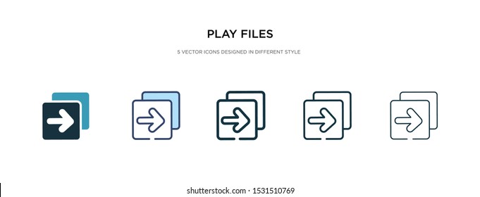 play files icon in different style vector illustration. two colored and black play files vector icons designed in filled, outline, line and stroke style can be used for web, mobile, ui