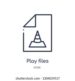 play files icon from user interface outline collection. Thin line play files icon isolated on white background.