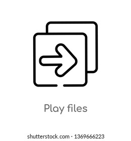 play files vector line icon. Simple element illustration. play files outline icon from user interface concept. Can be used for web and mobile