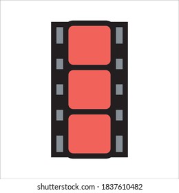 Play Film Flat Icon Color Design Vector Template Illustration