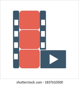 Play Film Flat Icon Color Design Vector Template Illustration