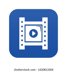Play film strip icon blue vector isolated on white background