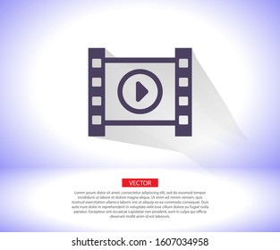 Play the film vector icon , lorem ipsum Flat design