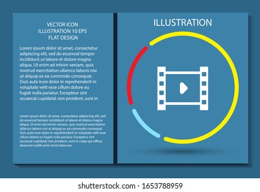 Play the film vector icon , lorem ipsum Flat design