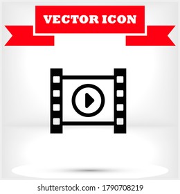 Play the film vector icon , lorem ipsum Flat design