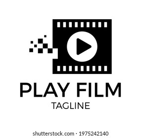 play film vector logo template design