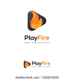 play fire flame video media logo vector