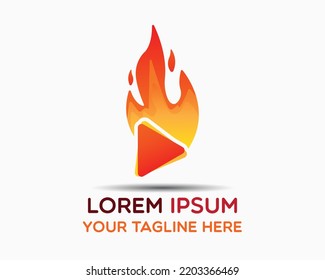 plantilla de diseño del logotipo de reproducción e incendio. vector de ilustración de reproducción