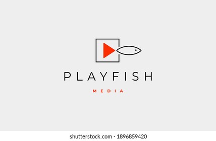 Play Fish Media Logo Design Vector Illustration