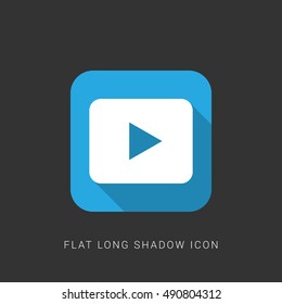 Play Flat blue long shadow Icon / Logo Design