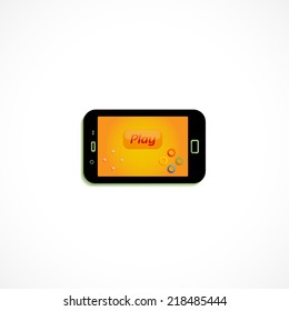 Play, flat icon isolated on white background