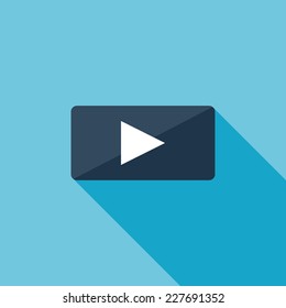Play flat icon. Modern flat icons with long shadow effect in stylish colors. Icons for Web and Mobile Application. EPS 10.