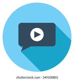  Play flat icon. Modern flat icons with long shadow effect in stylish colors. Icons for Web and Mobile Application. EPS 10.