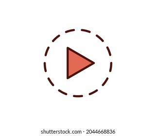 Reproducir icono plano. Señales de línea delgada para el logotipo de diseño, tarjeta de visita, etc. Símbolo de esquema único de alta calidad para diseño web o aplicación móvil. Pictograma del contorno de la firma.