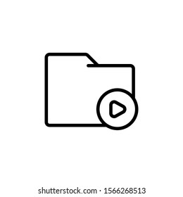Play Folder Icon with Outline Style, Vector Editable