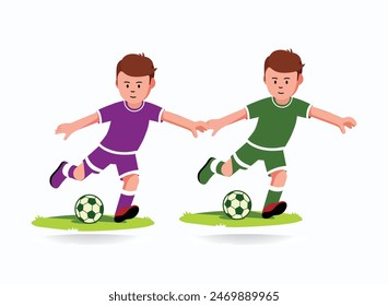 



Jugar Juego de equipo de personas de jugador de fútbol. Colorido grupo de atletas de estilo retro jugando juego de fútbol en un fondo aislado. Hombres y mujeres futbolistas personaje colección, ilustración deportiva.