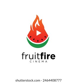 Play Fresh Spicy Fire Watermelon Logo Modern Design Icon Illustration