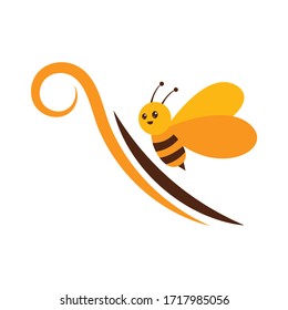 play full flying bee logo and vector icon