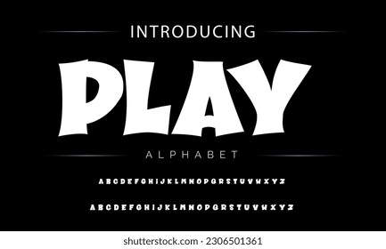 Play Funky colorful cartoon font type. Vector alphabet