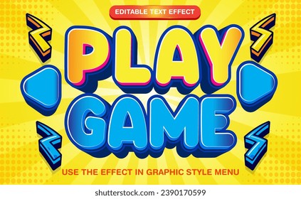 Jugar juego 3d tema de efecto de estilo de texto con estilo de caricatura