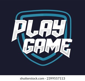 play game gaming logo with blue background