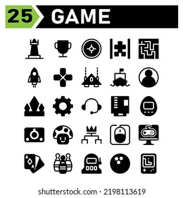 Play Game Icon Set Include Chess, Game, Strategy, Piece, Player, Trophy, Champion, Award, Cup, Target, Sniper, Aim, Shoot, Car, Classic, Arcade, Phone, Maze, Play, Brain, Rocket, Spaceship, Switch