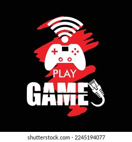 play game logo tee graphic for print t shirt illustration vector art