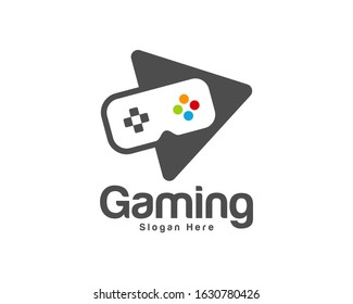 Play Game logo template vector. Joystick design Icon. Stylized joystick buttons. Creative design. Illustration
