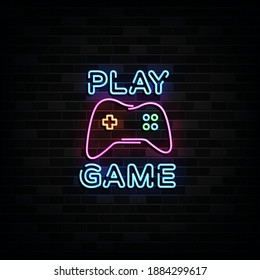 Gaming Neon Sign Vector Play Design Stock Vector (Royalty Free ...