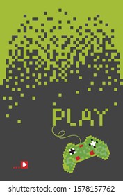Play game t shirt design. Pixels ornament