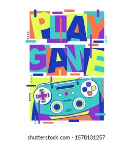 Play game typography, tee shirt graphics, vectors