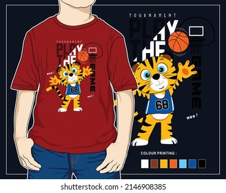 play the game, vector cute tiger illustration design