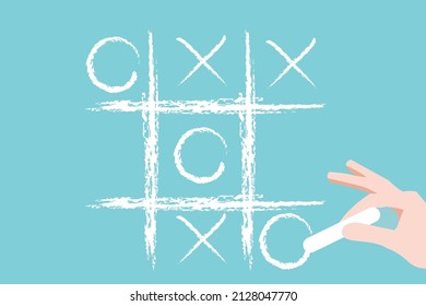 play game X and O. business strategies and development game concept. tic tac toe.  Business direction development, creative Ideas, competition. creativity, new idea, motivation, inspiration, team