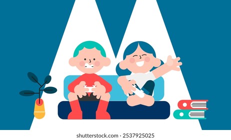 Play games Lover's hobbies activities couples spend together on summer ,holidays, Time with loved ones Happiness No place like home concept, vector illustration in flat cartoon style.