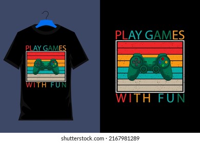 Play Games Retro Vintage T Shirt Design