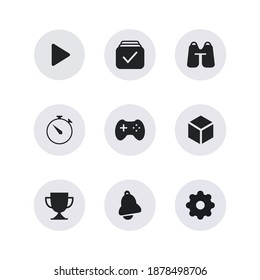 Play, gaming, trophy, notification, stopwatch symbol icon