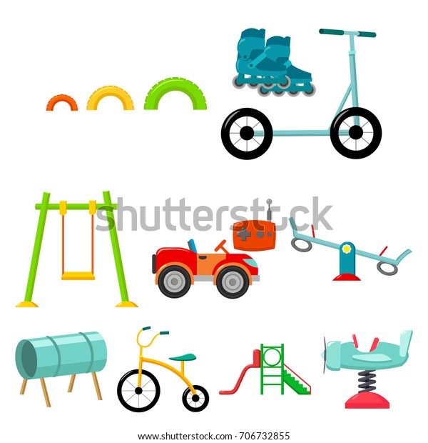 Play garden set icons in\
cartoon style. Big collection of play garden vector symbol stock\
illustration