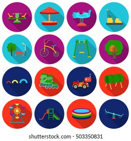 Play garden set icons in flat style. Big collection play garden vector symbol stock illustration