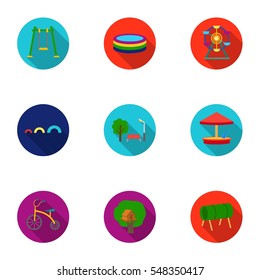 Play garden set icons in flat style. Big collection of play garden vector symbol stock illustration