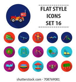 Play garden set icons in flat style. Big collection play garden vector symbol stock illustration