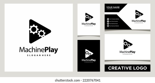 Play with gear logo design template with business card design