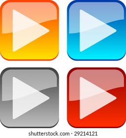 Play glossy buttons. Vector illustration.