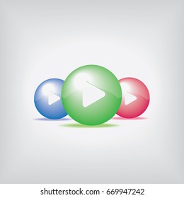 Play Glossy Round Button Vector