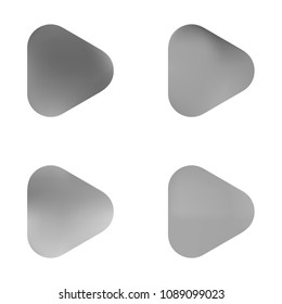 Play glossy vector gradient buttons. Play vector logo, social media sign. Ui, vector illustration, EPS 10. Gradient triangles with round corners. Realistic stylish play button on white background.